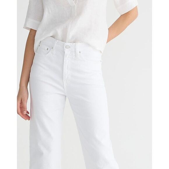 J.crew Slim wide-leg High Rise Raw Hem jean in white wash NWT Size 33 READ - Picture 2 of 16